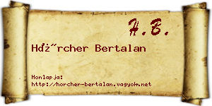 Hörcher Bertalan névjegykártya